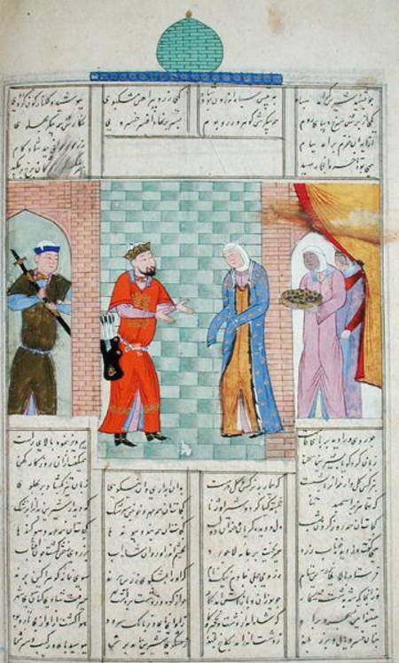 Ms C-822 The meeting of Khosro and Chirin in the palace, from the 'Shahnama' (Book of Kings) van Persian School