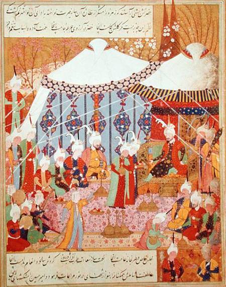 Or.1359 fol. 35 v. Sultan Bayazid Captured by Timur (1370-1405) from the Zafenamah van Persian School