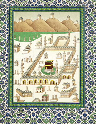 Schematic View of Mecca, showing the Qua'bah, from a book on Persian ceramics (print) van Persian School