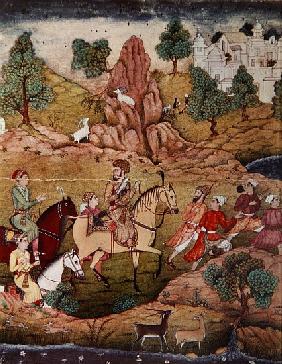 Hunting with a falcon, Safavid dynasty (1502-1736)