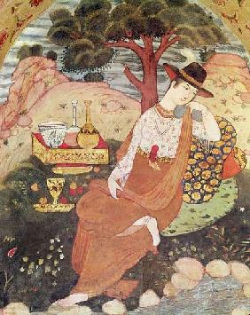 Princess sitting in a garden, Safavid Dynasty