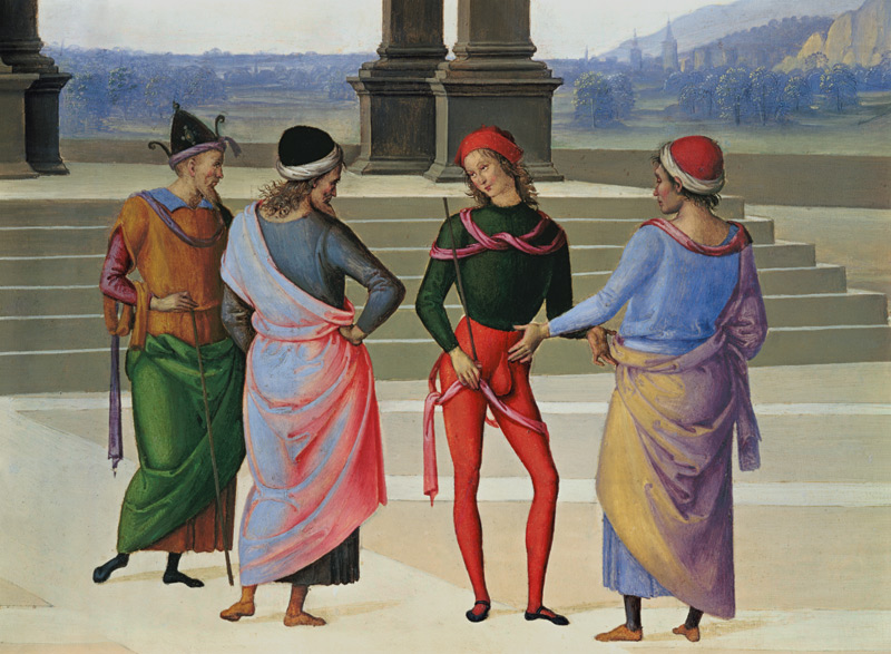 Detail aus Vermählung Mariae: Vier Männer van Perugino (eigentl. Pierto di Cristoforo Vanucci)
