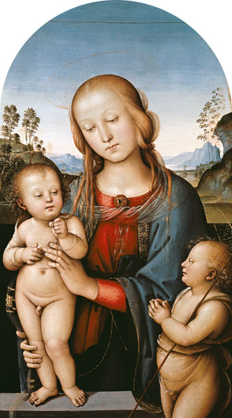 Die Jungfrau mit dem Kind und dem Johannesknaben van Perugino (eigentl. Pierto di Cristoforo Vanucci)