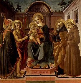 Maria mit dem Kind, umgeb. von den hll. Zeno, Johannes d.T., Antonius Abbas und Franziskus van Pesellino Francesco di Stefano