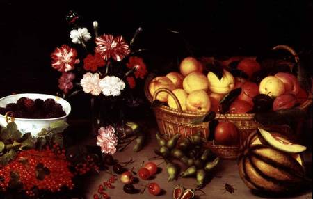 Still Life of Flowers and Fruit van Peter Binoit