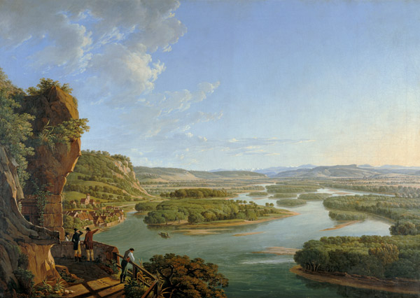 Blick vom Isteiner Klotz Rheinaufwärts gegen Basel van Peter Birmann