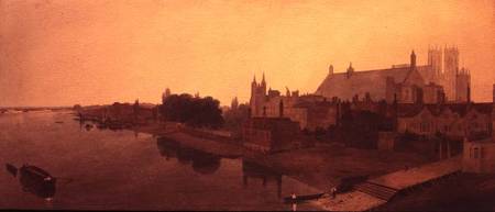 Westminster Abbey and Hall and Old Houses of Parliament van Peter de Wint
