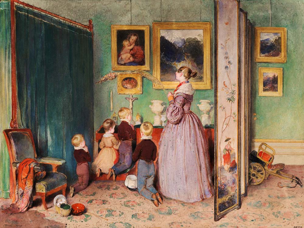 The Evening Prayer (Archduchess Sophie with children) van Peter Fendi