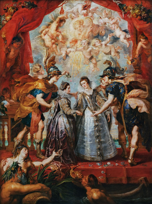 The Exchange of the Princesses at the Spanish Border. (The Marie de' Medici Cycle) van Peter Paul Rubens Peter Paul Rubens