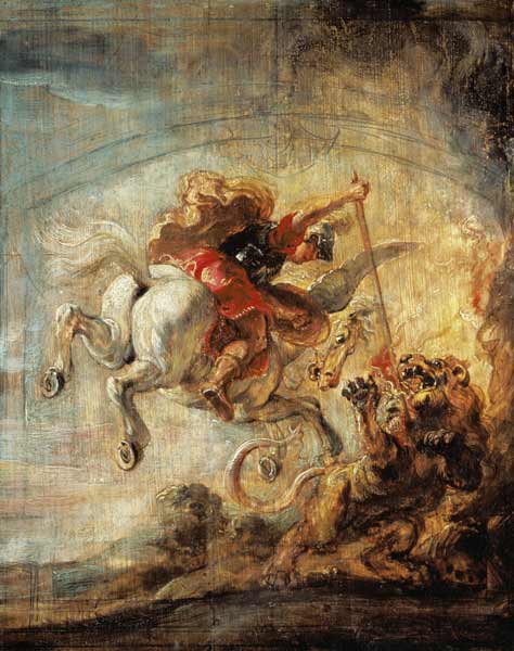 Bellerophon Riding Pegasus Fighting the Chimaera van Peter Paul Rubens Peter Paul Rubens