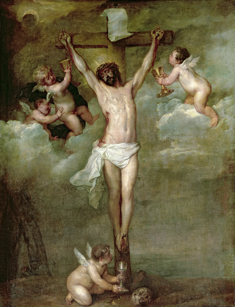 Christ attended angels holding chalices van Peter Paul Rubens Peter Paul Rubens