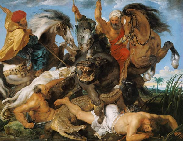Jagd auf Nilpferd und Krokodil van Peter Paul Rubens Peter Paul Rubens
