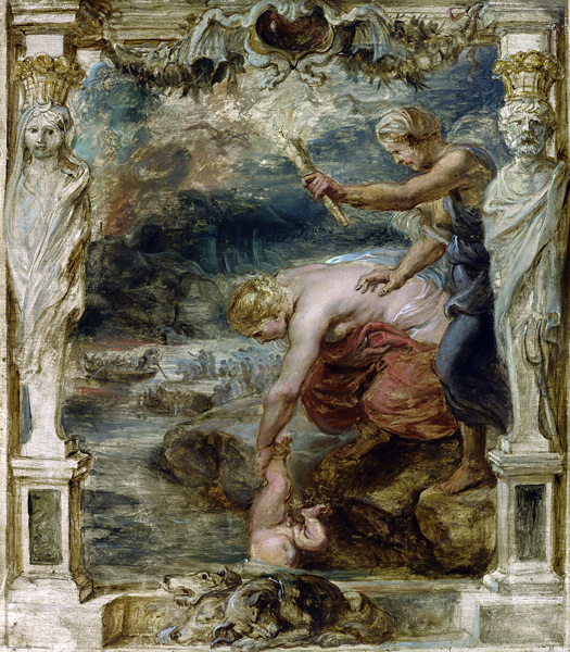 Thetis dipping the infant Achilles into the river Styx van Peter Paul Rubens Peter Paul Rubens