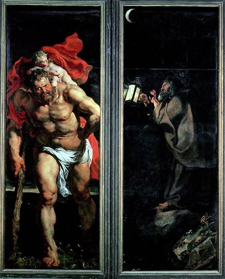 St. Christopher and the Hermit, outside shutters of the Descent from the Cross triptych van Peter Paul Rubens Peter Paul Rubens
