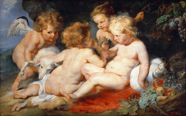 Das Christkind mit dem Johannes-Knaben und zwei Engeln van Peter Paul Rubens Peter Paul Rubens