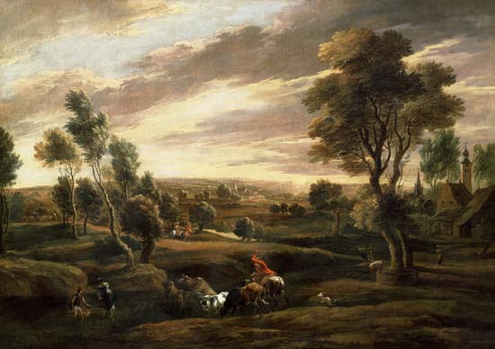 Extensive wooded landscape van Peter Paul Rubens Peter Paul Rubens