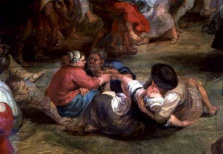 The Kermesse, detail of peasants van Peter Paul Rubens Peter Paul Rubens