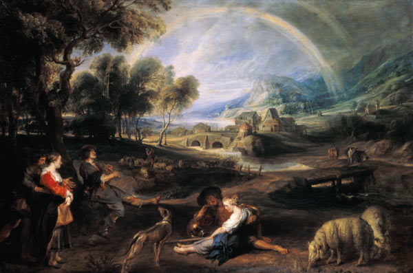 Landscape with a Rainbow van Peter Paul Rubens Peter Paul Rubens