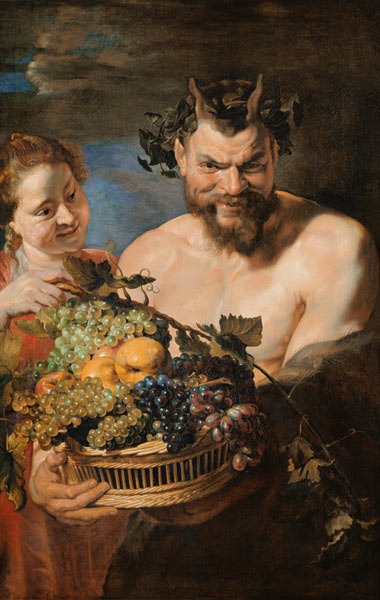 Satyr und Mädchen mit Früchtekorb. van Peter Paul Rubens Peter Paul Rubens