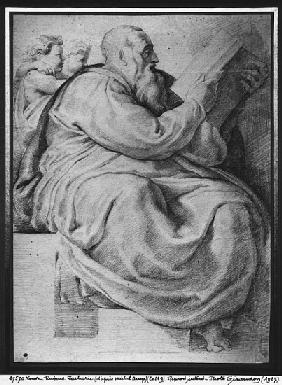 The Prophet Zacharias, after Michangelo Buonarroti (1475-1564) (pierre noire & red chalk on paper)