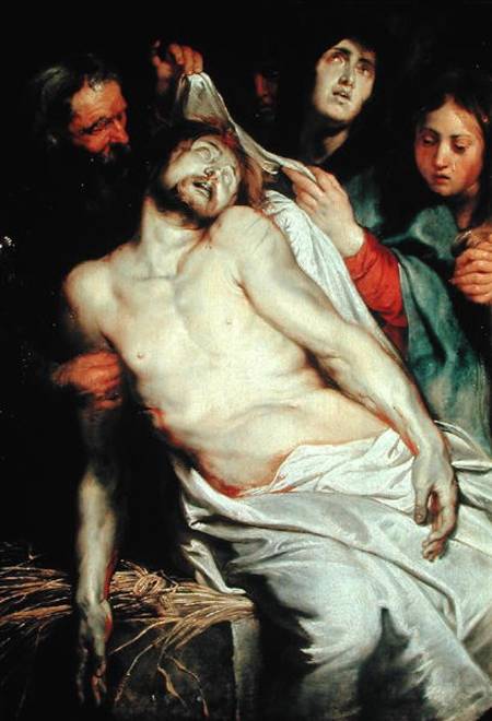 Triptych of Christ on the Straw, centre panel depicting the Lamentation of Christ van Peter Paul Rubens Peter Paul Rubens