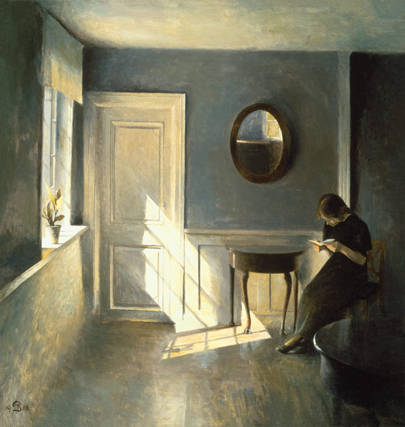 Girl Reading a Letter in an Interior van Peter Vilhelm Ilsted