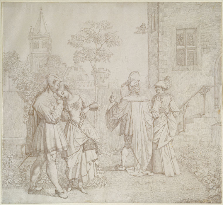 Drawing for Goethes Faust: The Stroll in the Garden van Peter von Cornelius