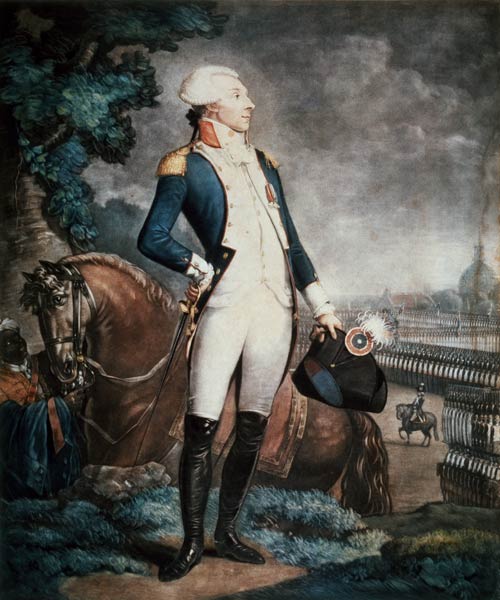 Portrait of the Marquis de La Fayette (1757-1834) commander of the National Guard van Philibert-Louis Debucourt
