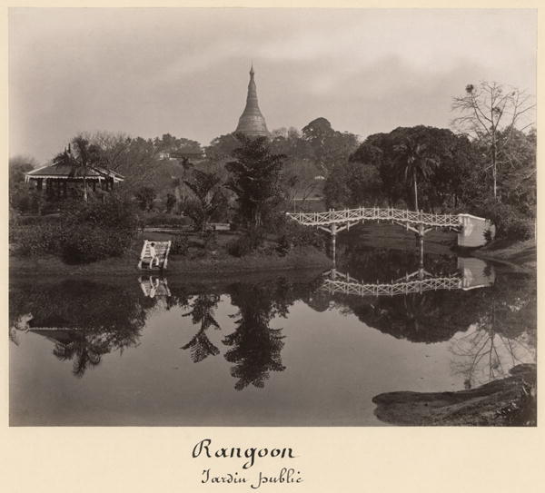 Island pavilion in the Cantanement Garden, Rangoon, Burma, late 19th century (albumen print) (b/w ph van Philip Adolphe Klier