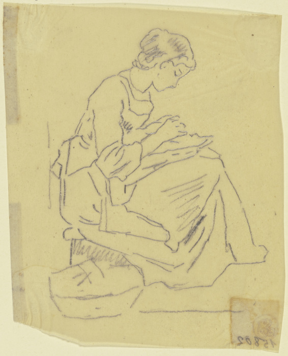 Woman with needlework van Philipp Rumpf