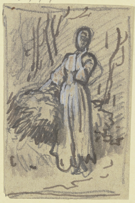 Mädchen mit Strohbündel, die linke Hand an die Wange gelegt van Philipp Rumpf