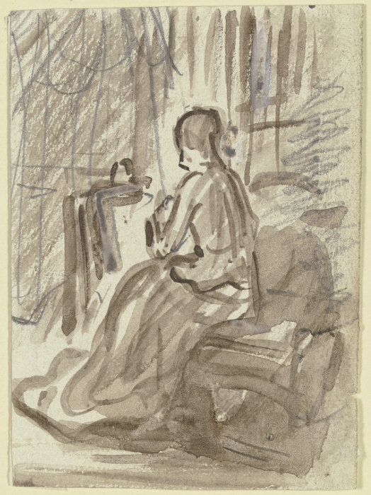 Sitzende Frau in Rückansicht van Philipp Rumpf