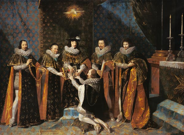 Louis XIII (1601-43) Receiving Henri d'Orleans (1595-1663) Duc de Longueville, into the Order of the van Philippe de Champaigne