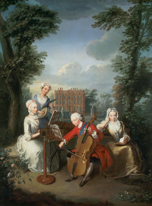 "The Music Party", Frederick, Prince of Wales and his sisters van Philippe Mercier