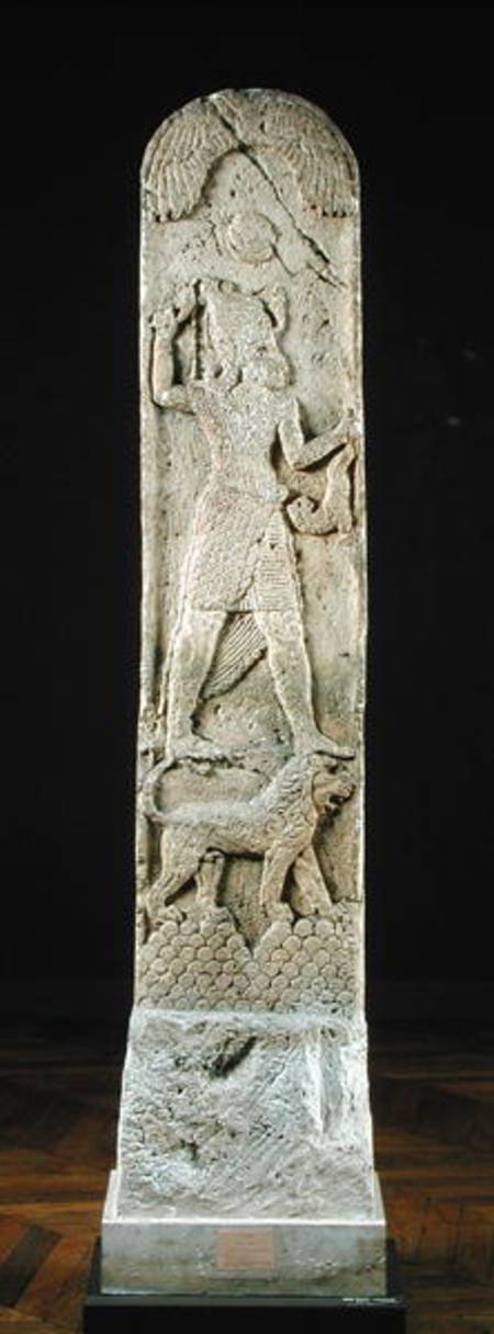 Votive stela depicting a god standing on a lion, from Amrith van Phoenician School