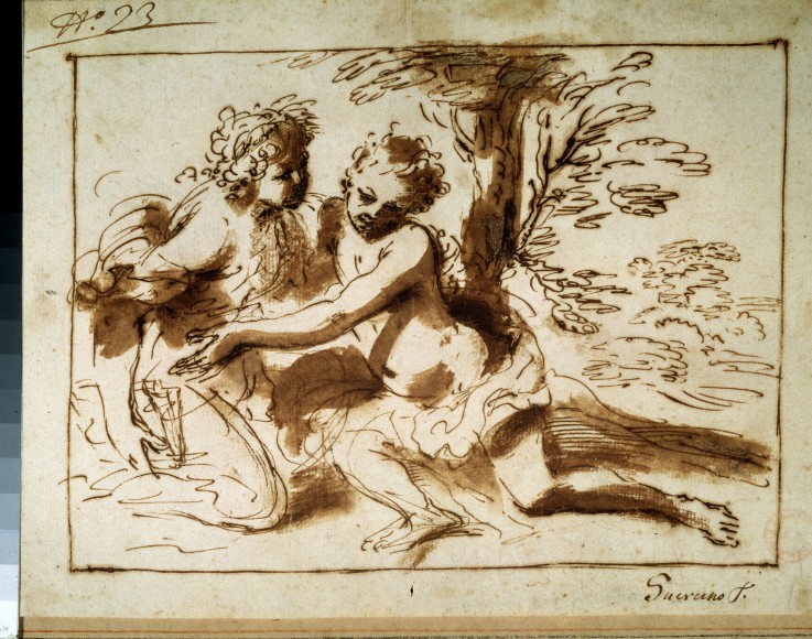 Two Figures in a Landscape van Pier Francesco Mola