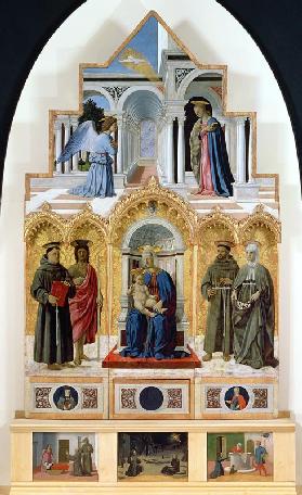 Altarpiece: Annunciation; Madonna and Child with Saints; Miracles of St. Anthony, St. Francis and St