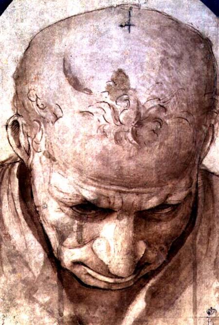 Head of an Elderly Man (pen, brown van Piero di Cosimo