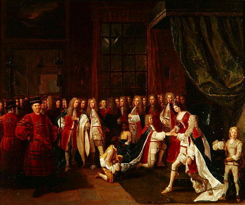 Queen Anne and the Knights of Garter, c.1720s (oil on canvas) van Pierre Angelis or Angillis