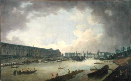 View of the Pont Neuf and the Galeries du Louvre from the Pont-Royal van Pierre Antoine Demachy