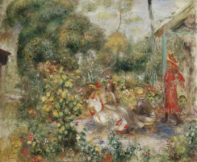Mädchen in einem Garten in Montmartre van Pierre-Auguste Renoir