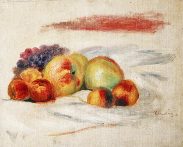 Äpfel, Pfirsiche und Weintrauben van Pierre-Auguste Renoir