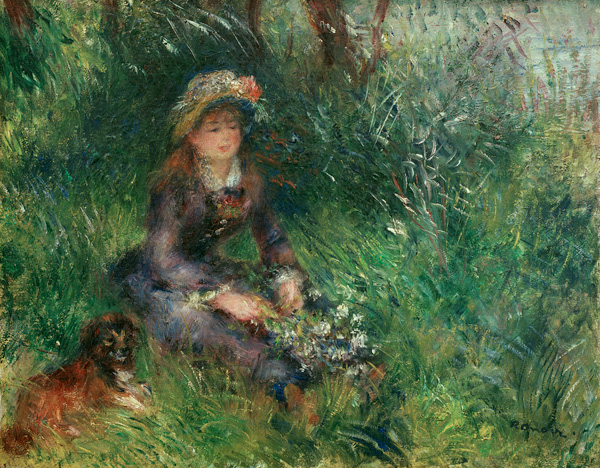Aline Charigot au chien van Pierre-Auguste Renoir
