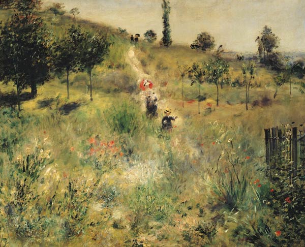 Ansteigender Weg im hohen Gras van Pierre-Auguste Renoir