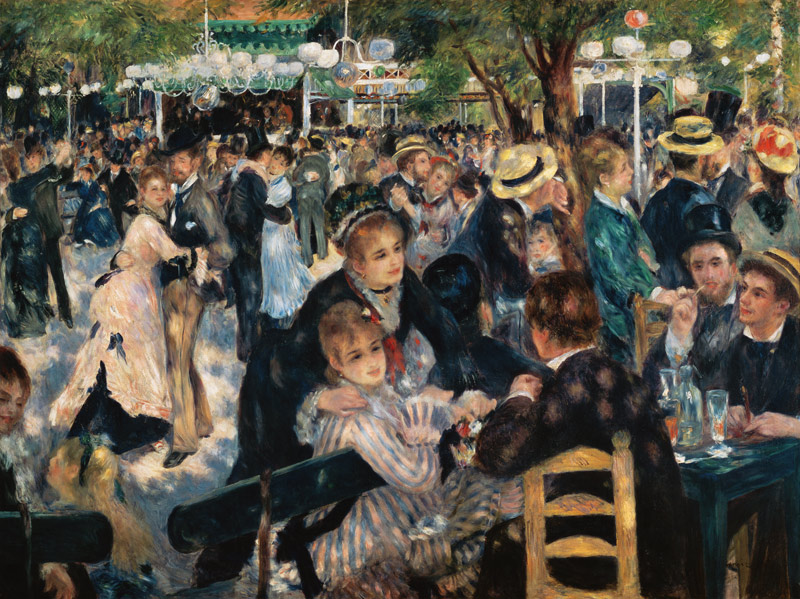 Bal in Restaurant Moulin de la Galette op de Montmartre van Pierre-Auguste Renoir