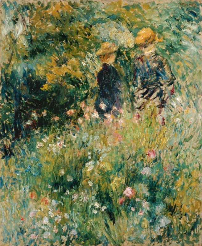 Begegnung im Rosengarten van Pierre-Auguste Renoir