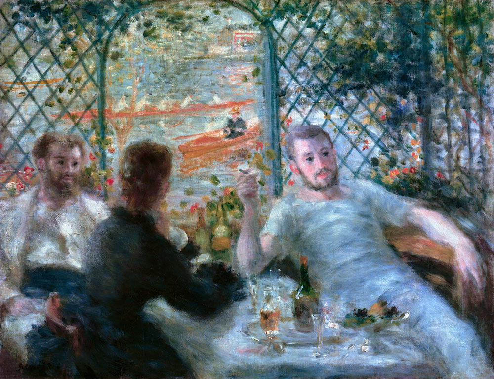 Die Mahlzeit im Restaurant Fournaise (Das Mittagessen der Ruderer) van Pierre-Auguste Renoir