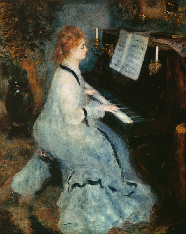 Frau am Klavier van Pierre-Auguste Renoir
