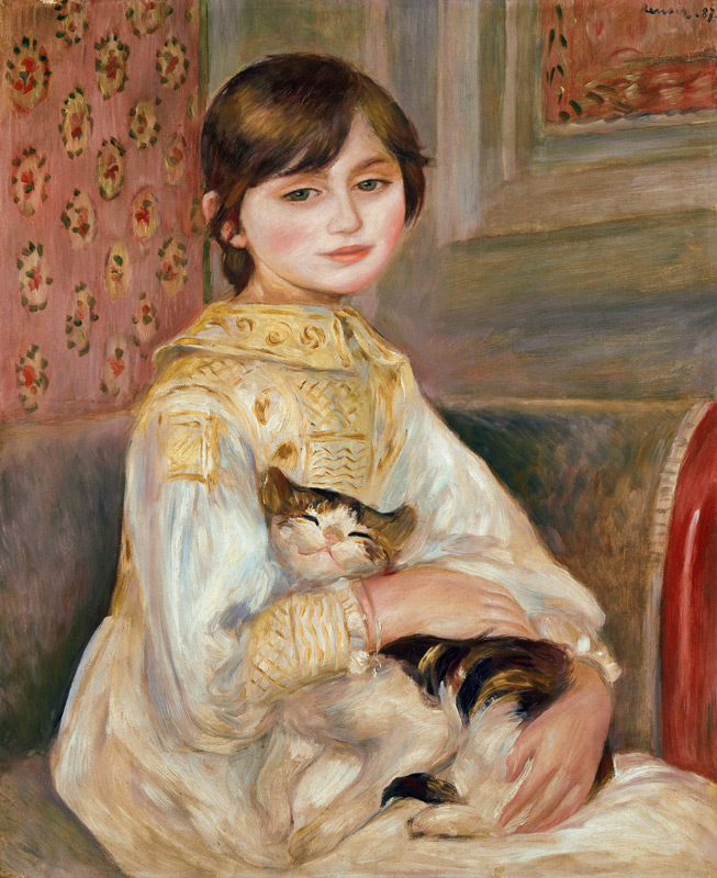 Mademoiselle Julie Manet met kat van Pierre-Auguste Renoir