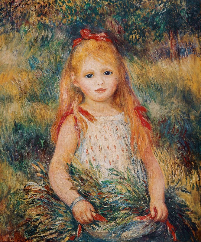 Little Girl Carrying Flowers, or The Little Gleaner van Pierre-Auguste Renoir